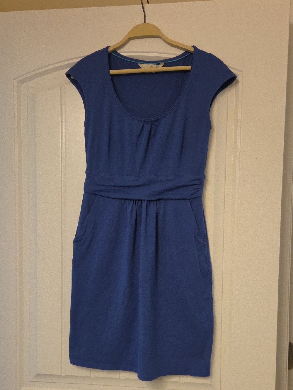 Boden Blue Cap-Sleeve Scoop-Neck Midi Dress
